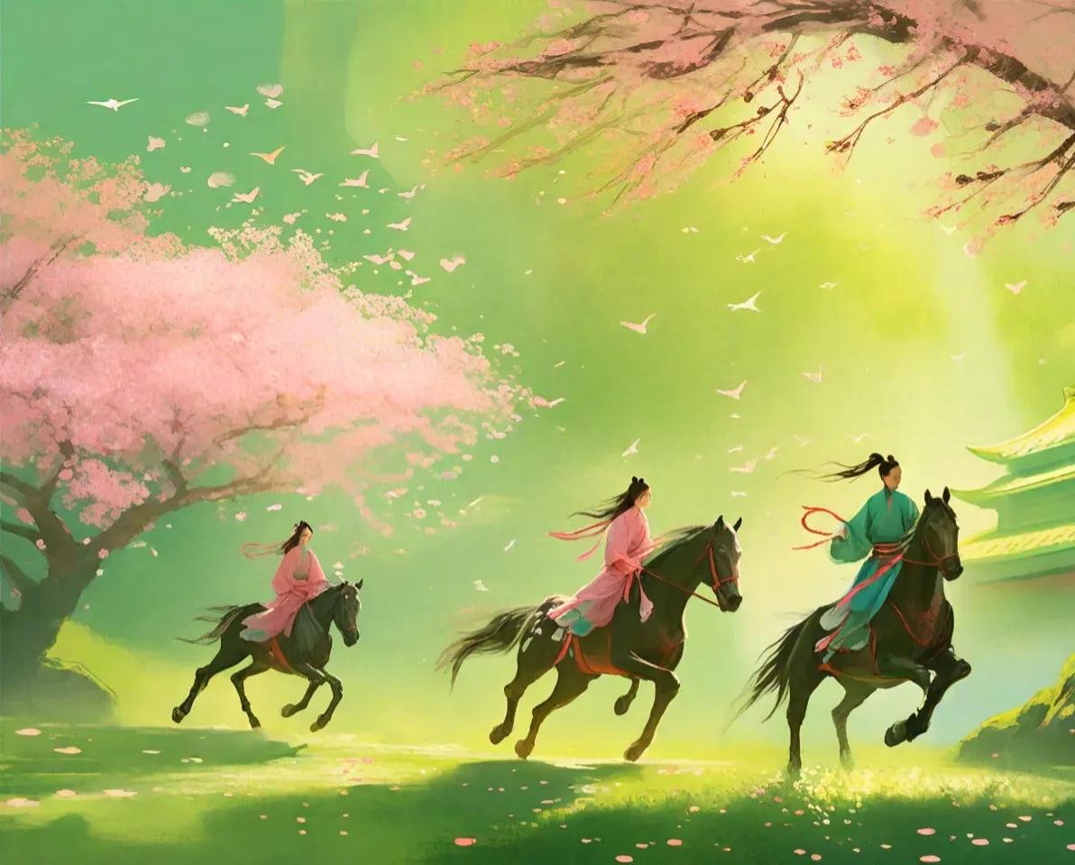 五陵年少金市东，银鞍白马度春风。——李白《少年行二首》
【释义】在长安金市之东，