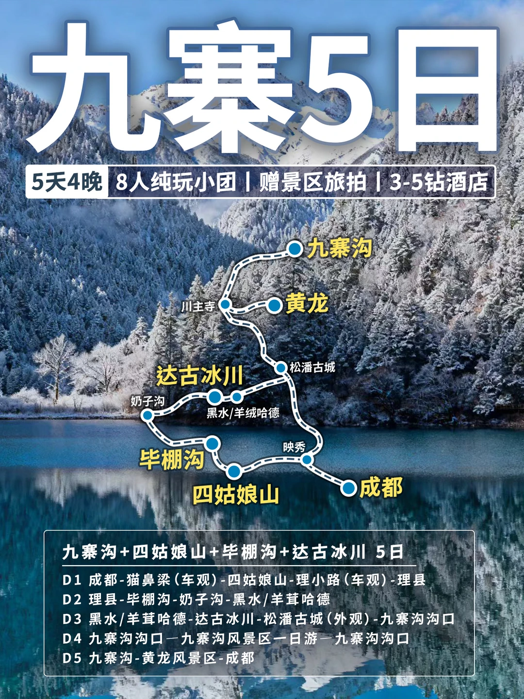 【九寨5日游】🌲8人纯玩小团打卡✅九黄四毕达