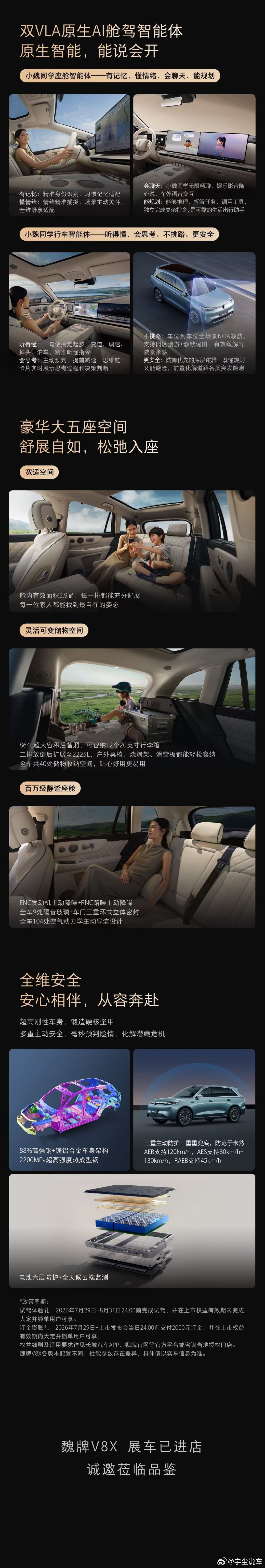 智慧驾控五座旗舰魏牌V8X，正式开启预订！立即下订，尊享限时先享权益一图速览限时