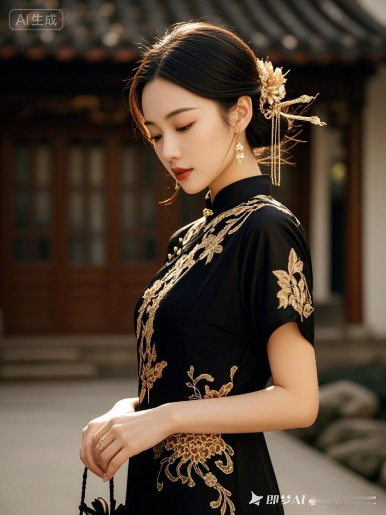 金缕衣裳映日红，美人如画入诗中。