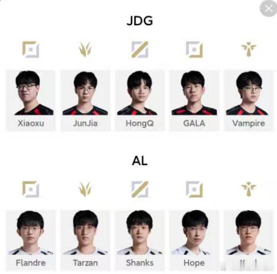 首发名单来咯，第一场JDG打AL，Flandre依旧首发；第二场BLG打TT，W