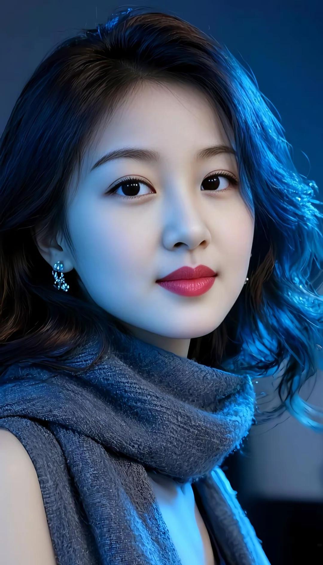 冷艳蓝调，温柔发丝，优雅气质，时尚大片。高雅气质美女 美女人像群