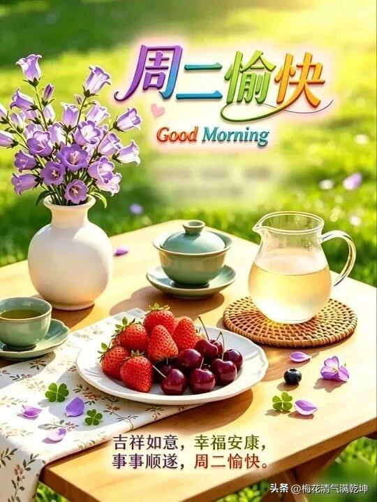 “周二愉快，Good Morning！”🌞🌸🍓🍒