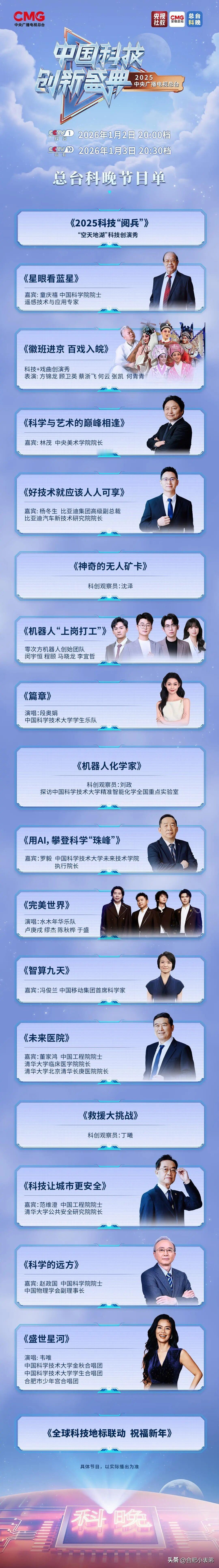 合肥骄傲！科技迷速看！2025年《中国科技创新盛典》（总台科晚）播出时间敲定！