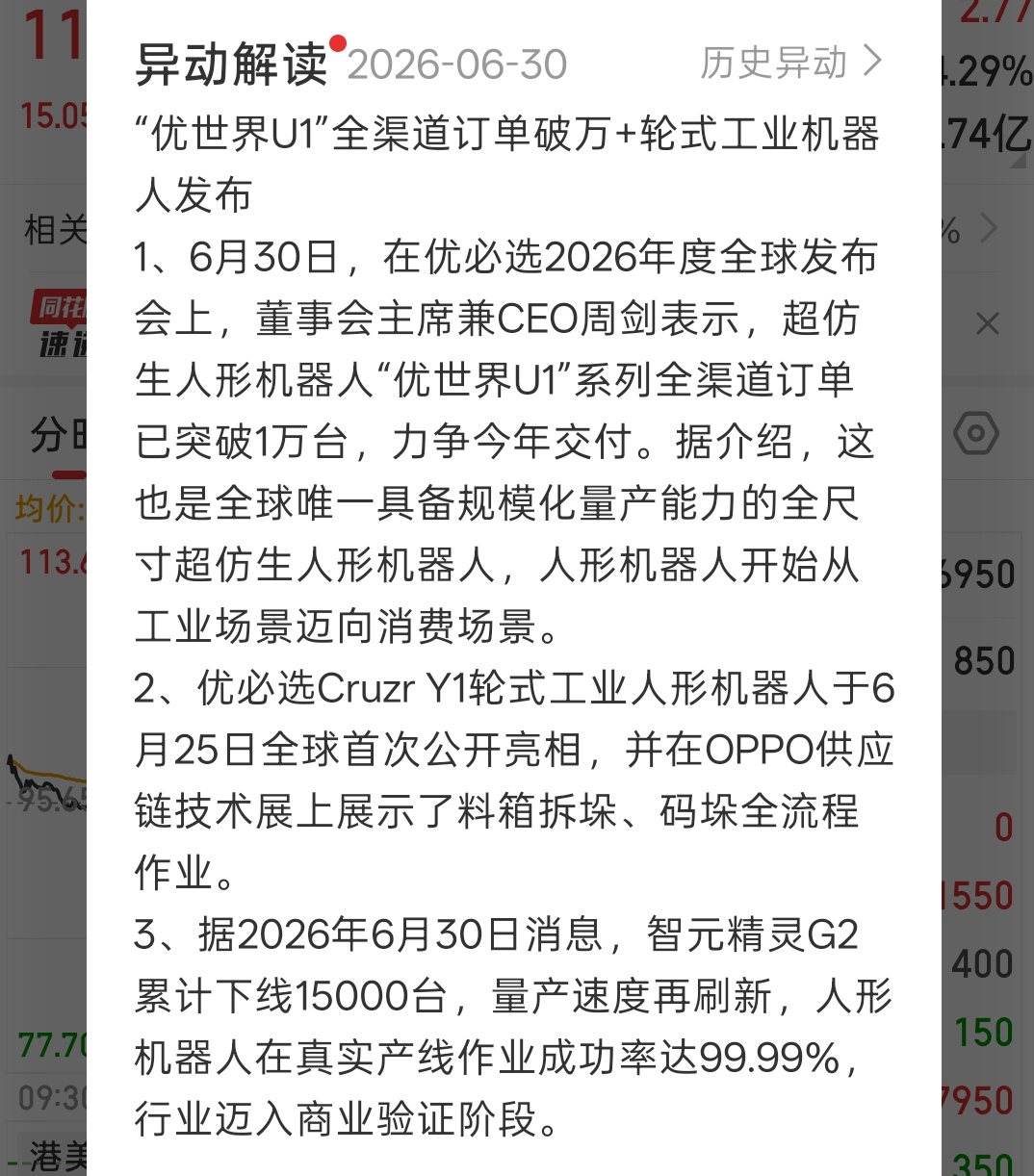 优必选今天在深圳做发布会，股价也跟着大涨，人形机器人今天也是好起来了现在的市场就