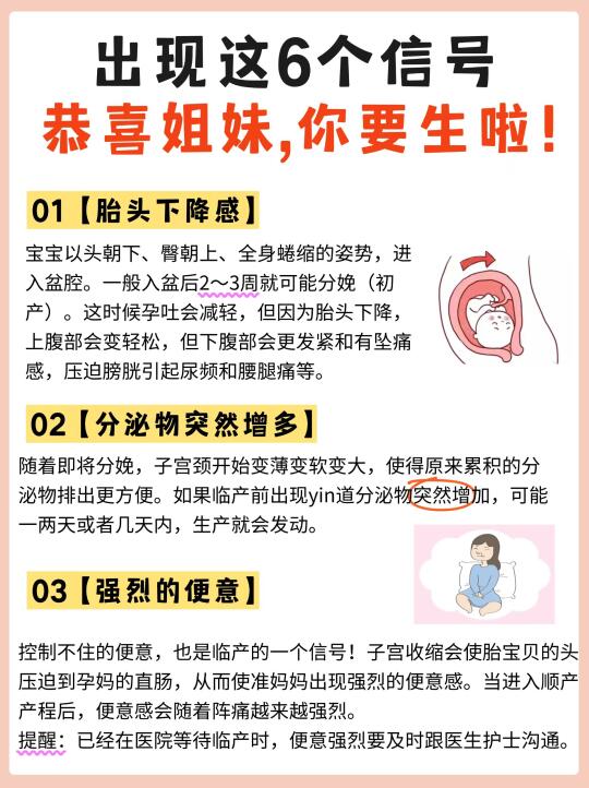 足月后出现这6️⃣个信号，说明要生了‼️