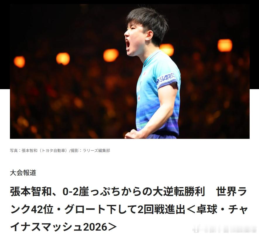 wtt北京大满贯2026张本智和 261005 张本智和 3-2 格罗特 比赛过