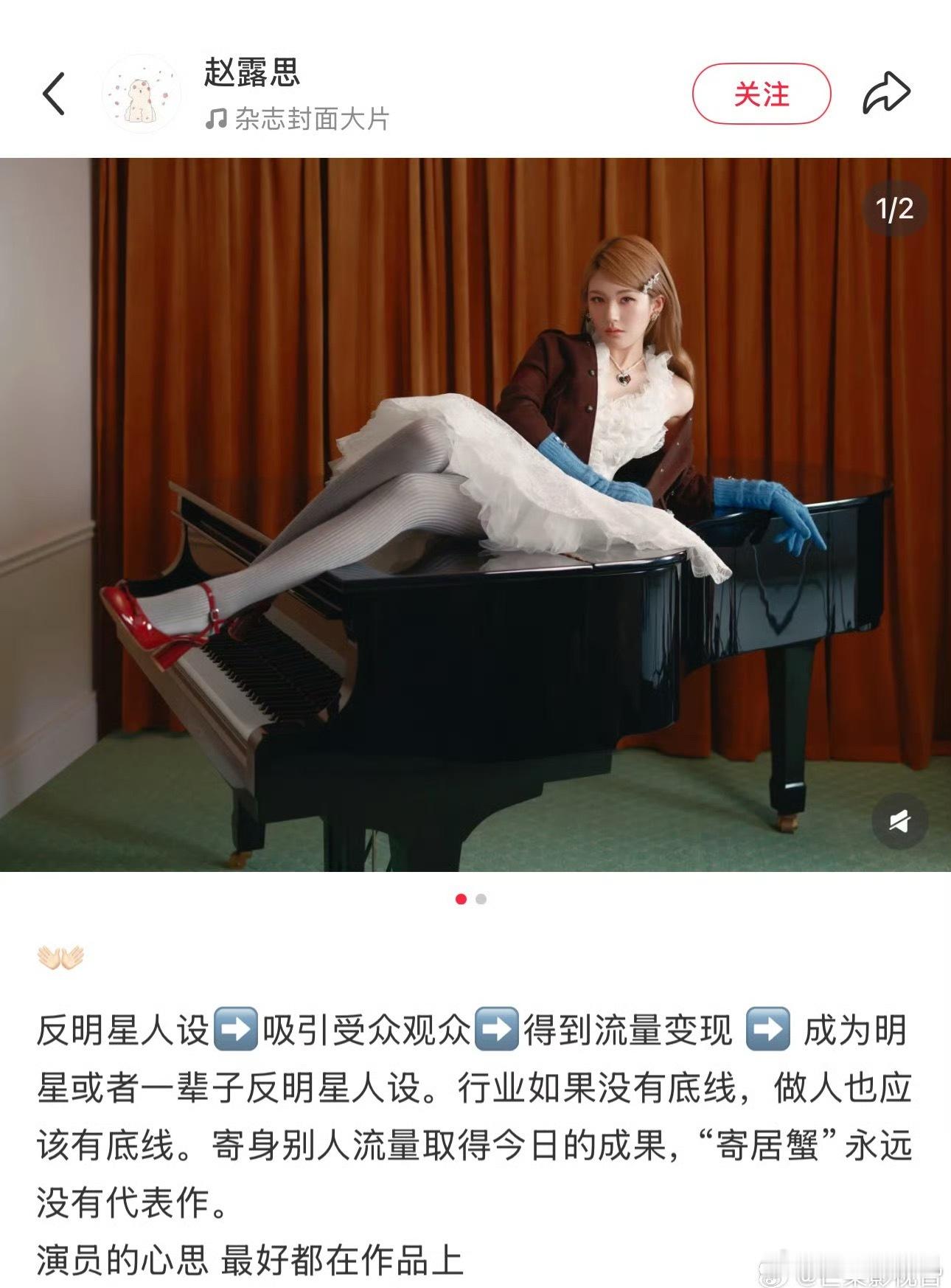 赵露思：演员的心思最好都在作品上，寄身于别人流量取得今日成果，寄居蟹永远没有代表