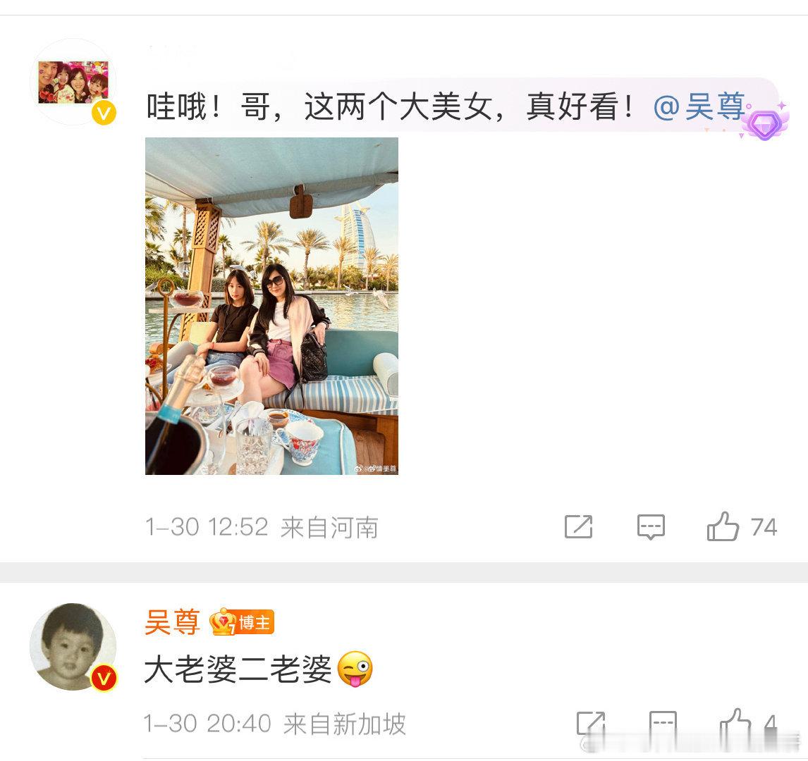 吴尊的回复 ​​​