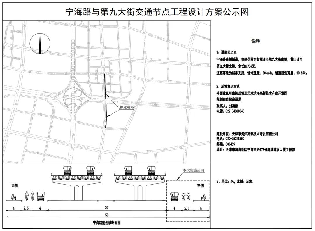 交通天津丨坐标天津滨海高新区海洋科技园，宁海路与第九大街交通节点工程完成施工招标