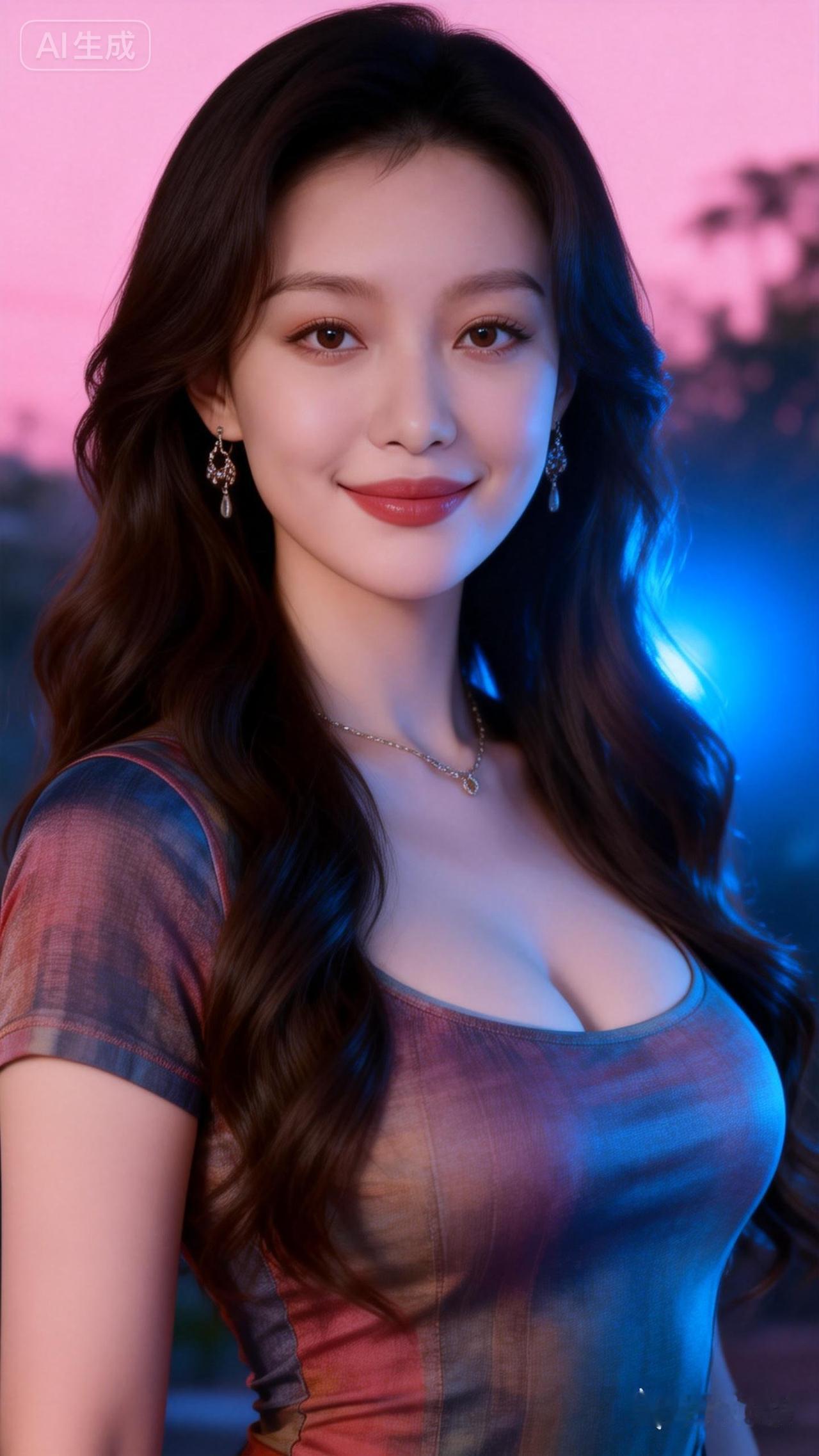 梦幻少女风，甜美笑容，粉色背景，少女心满满