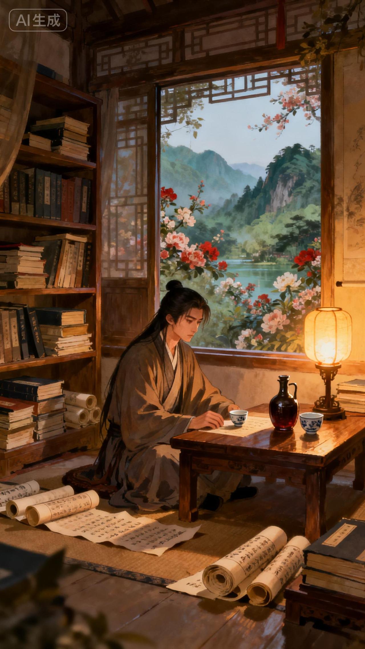 本是青灯不归客，却因浊酒恋红尘。
在寂寥的夜色中，青灯微光摇曳，映照出一颗孤独的