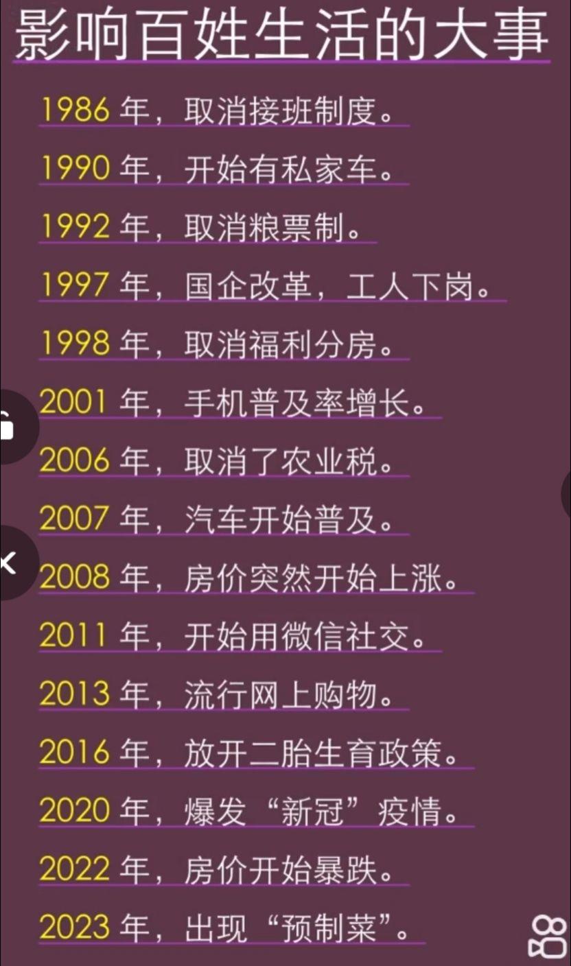改革开放以来影响老百姓生活的大事，你知道几个？