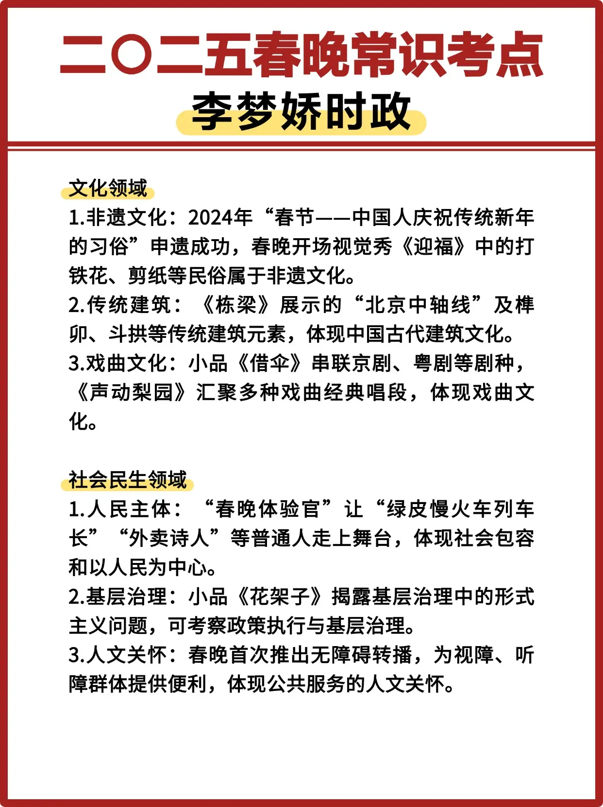 2025春晚中的常识考点