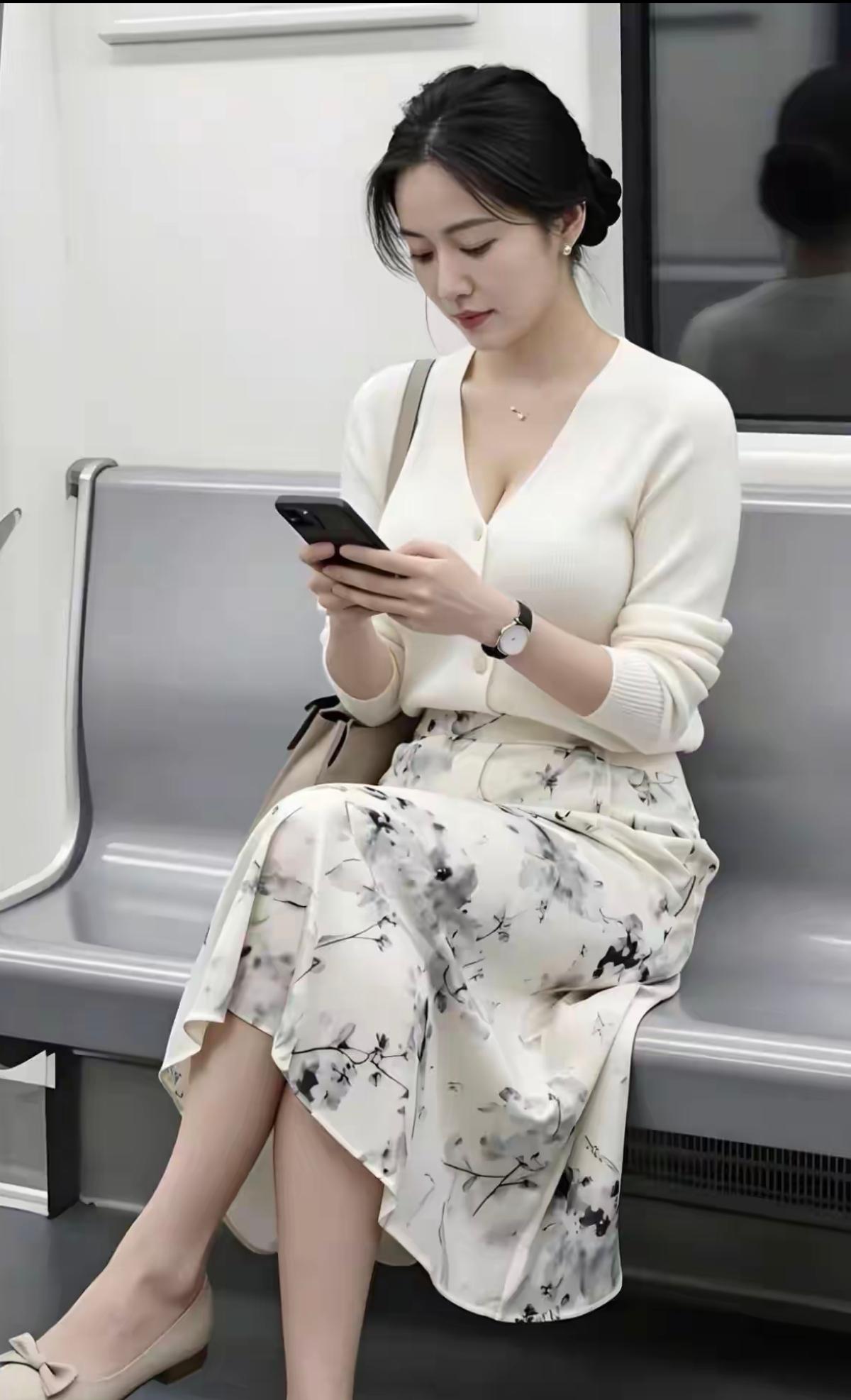 这颜值气质+身材，坐地铁也是非常偶然吧