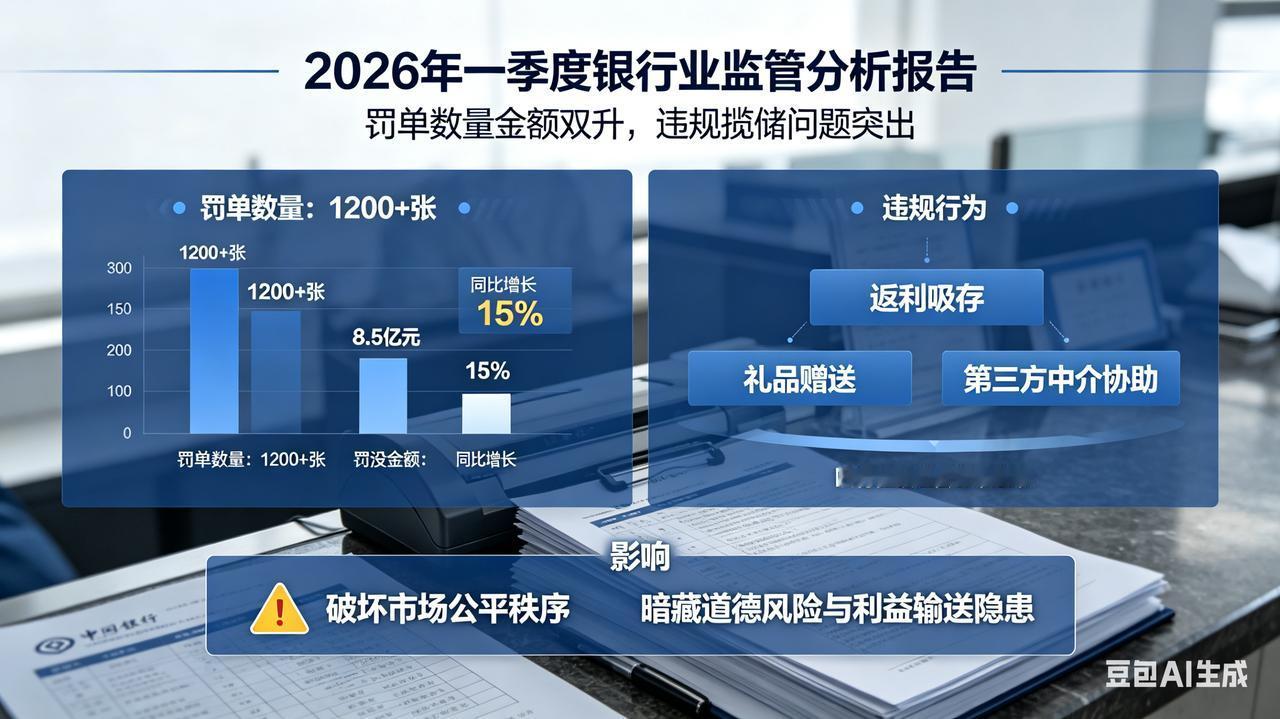 2026年一季度银行业罚单数量与金额双双走高，花式违规揽储集中曝光，释放出监管从