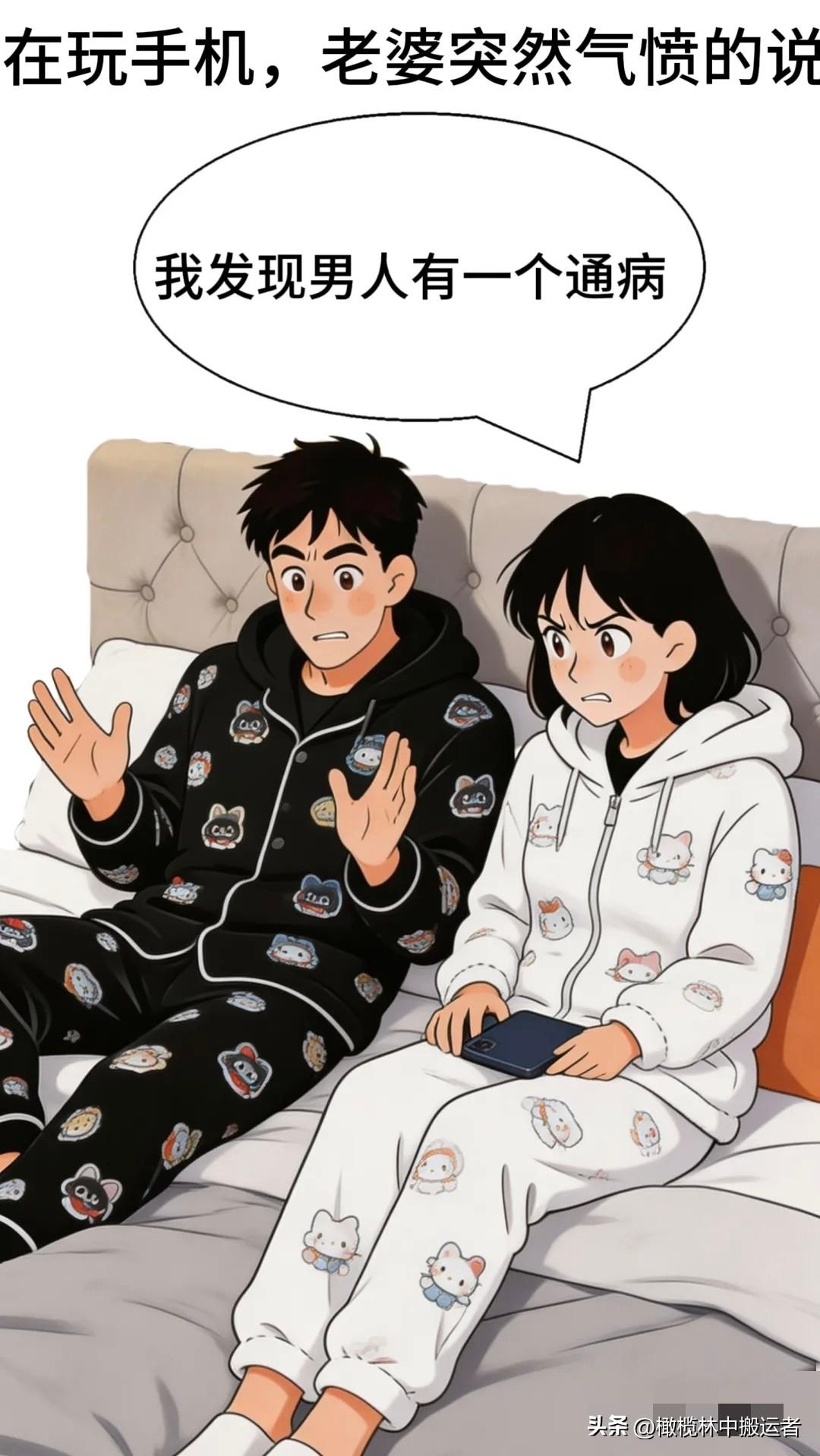 趣味漫画：老婆突然生气的说：“我发现男人有一个通病”——听完第一条我就慌了