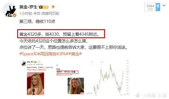 第三场，第二目标精准兑现👏👏黄金4320多，4345目标收250点，此刻罗生