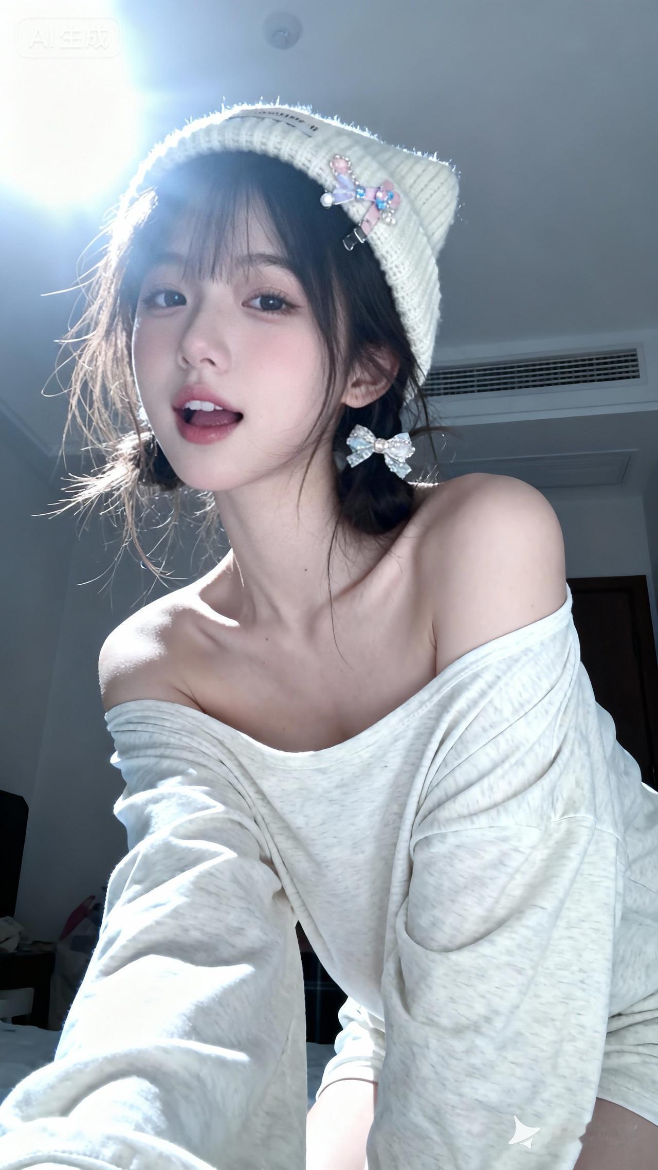 阳光洒进房间，少女甜美自拍，清新自然，元气满满！🌞💖荣耀手机从华为分出来后还