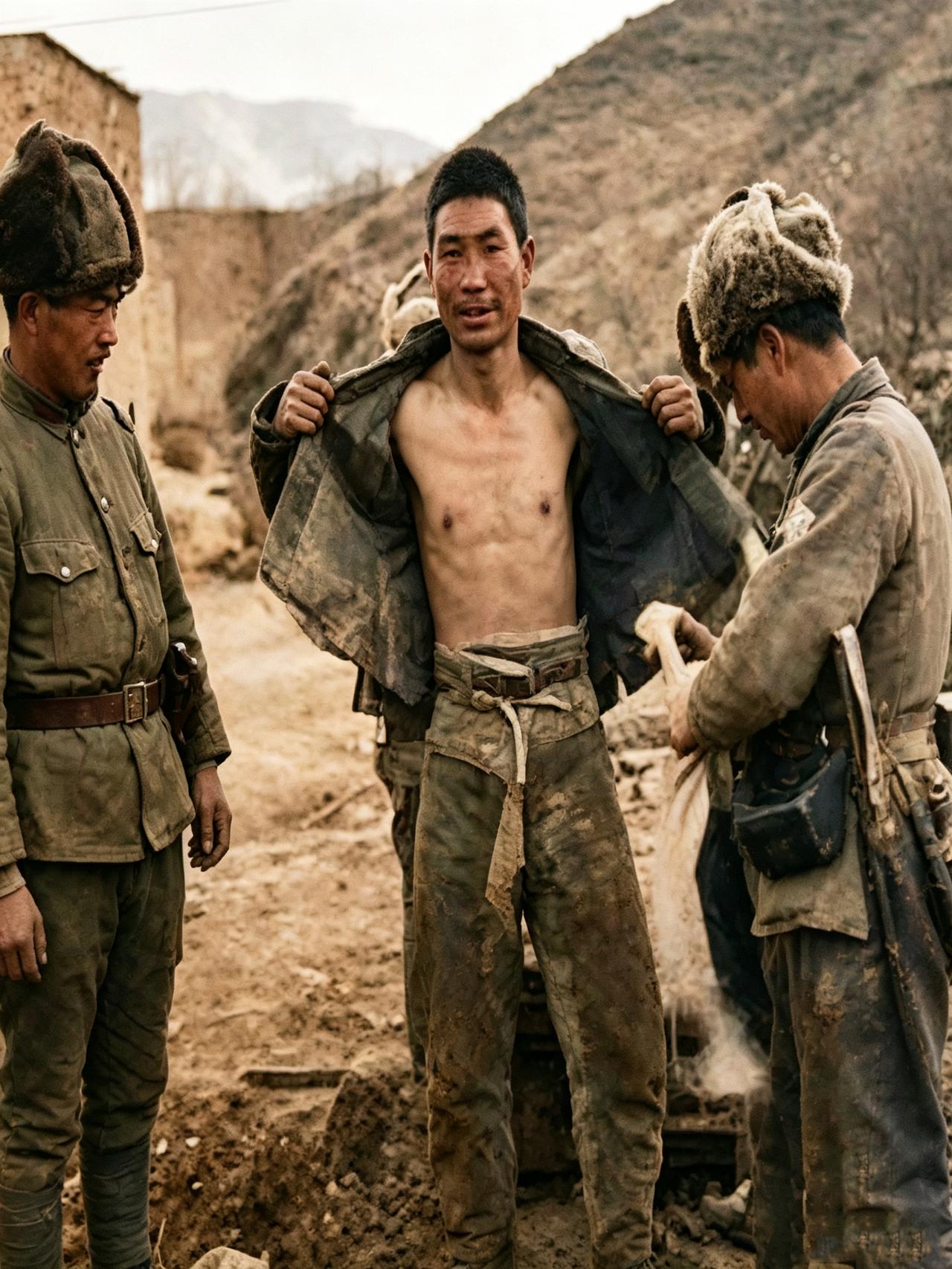 原本是日军用来羞辱中国人的宣传照，却成了硬汉铁骨的最佳注脚！

1938年寒冬，