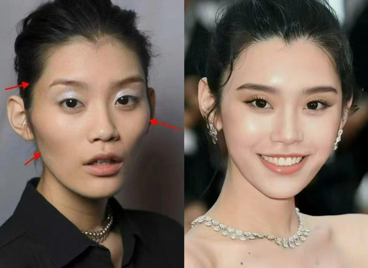 奚梦瑶这组对比，把「轮廓优化+抗衰」的魅力直接焊死在我心上✨早期超模时期的她，是