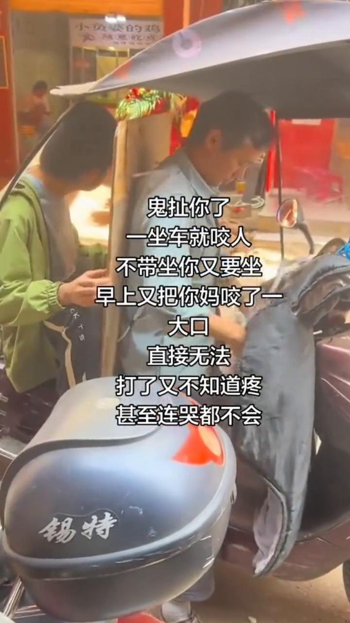 鬼扯你了，一坐车就咬人，不带坐你又要坐，早上又把你妈咬了一大口，直接无法打了又不