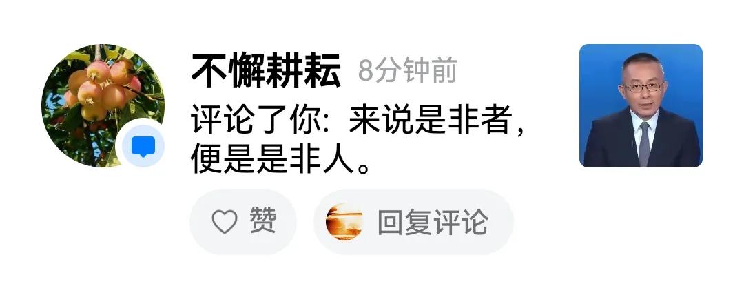 有人在我文章后面留言，“来说是非者，便是是非人”，意思就是“不该说人是非”，“说