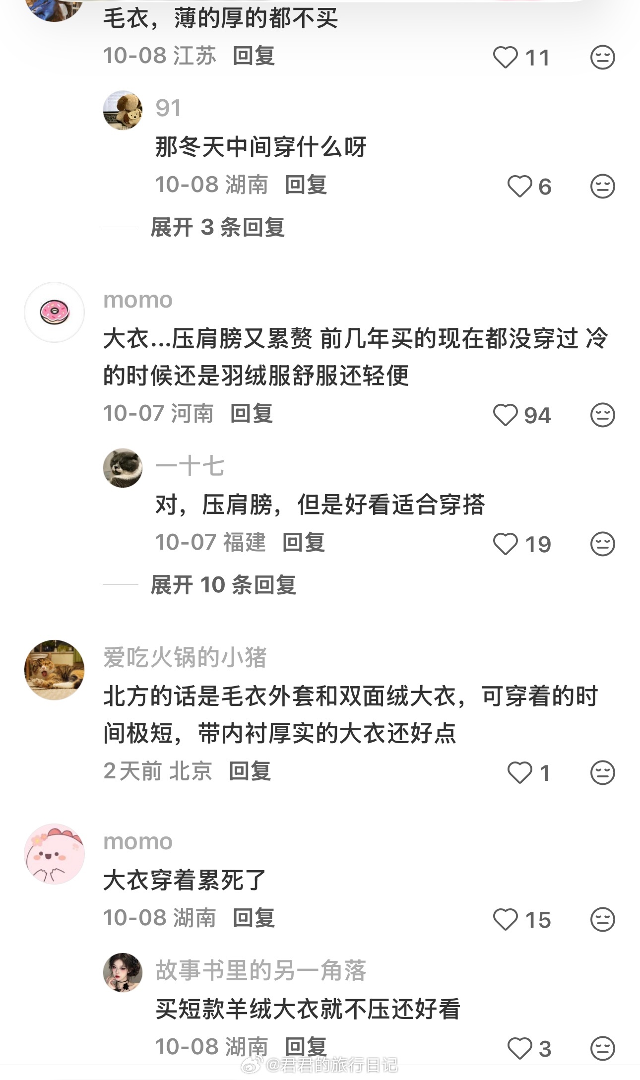 看到一个讨论帖——秋冬的衣服里，最不该多投资的单品是什么。排名最靠前的是：卫衣、