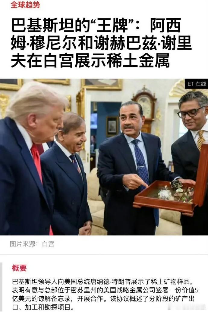 巴基斯坦向美国出口稀土 大家口中的巴铁！这事是不是玩大了？巴基斯坦确实在向美国出
