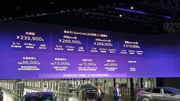 AUDI 上汽奥迪全新品牌AUDI首款车型E5 Sportback开启预售，预售