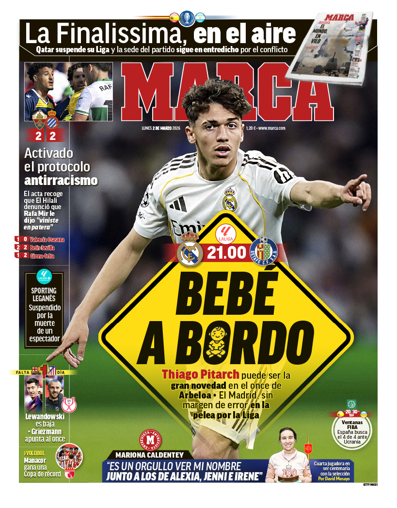 皇马 《马卡》蒂亚戈·皮塔奇是阿韦罗亚首发阵容里最大的新鲜事在西甲争夺中，皇马已