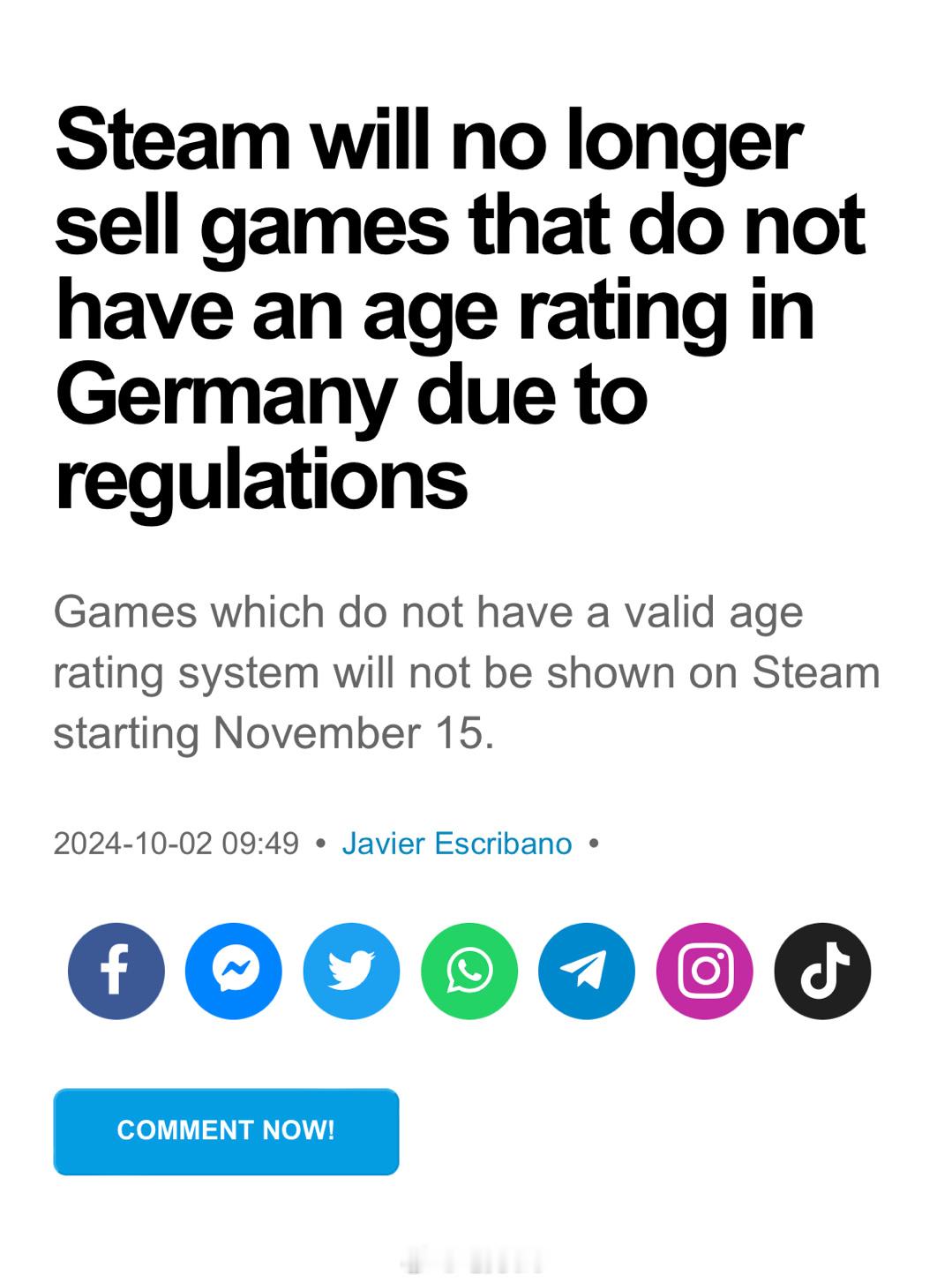 Steam 在德国将不能发售没有年龄分级的游戏#游戏新鲜事##steam# 从 