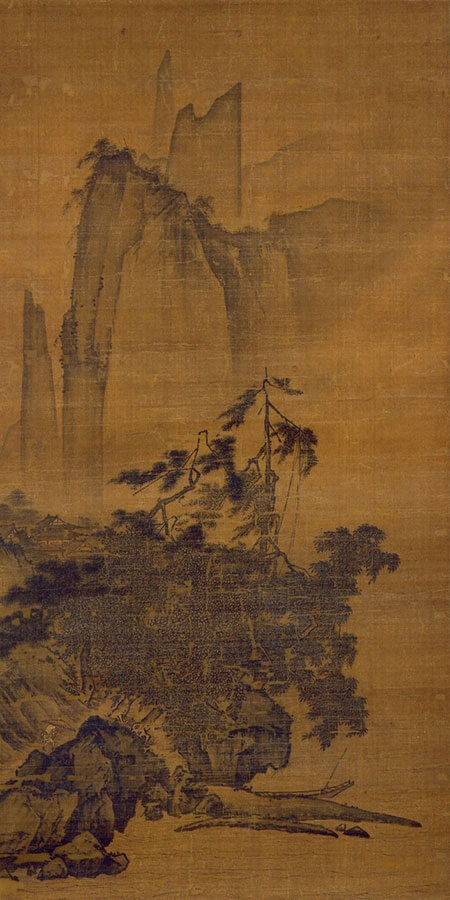 日本静嘉堂文库藏南宋, 传马远, 《风雨山水图》 ​​​