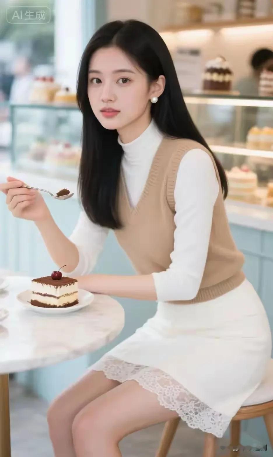 世上什么笑容最迷人?
午后的阳光漫过甜品店的玻璃，在蕾丝裙摆上落下温柔的光斑。一