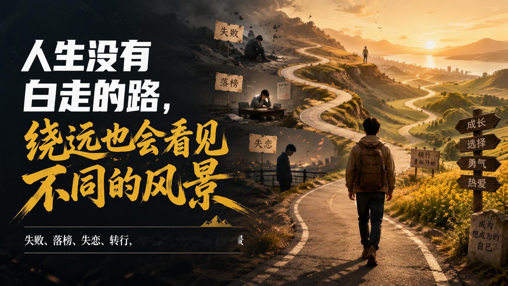 人生没有白走的路，绕远也会看见不同的风景年轻的时候，我们最怕走弯路。怕高考失利，