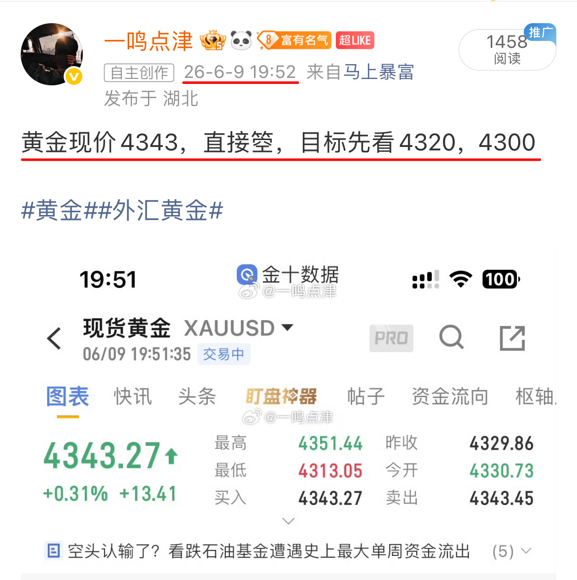 晚间给出的现价郸再次起飞，最少都有80點的空间！黄金外汇黄金
