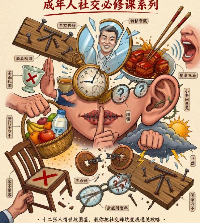 近日，“爸妈没教的人情世故会吃亏”话题刷屏社交平台。
大批年轻人分享职场、饭局、