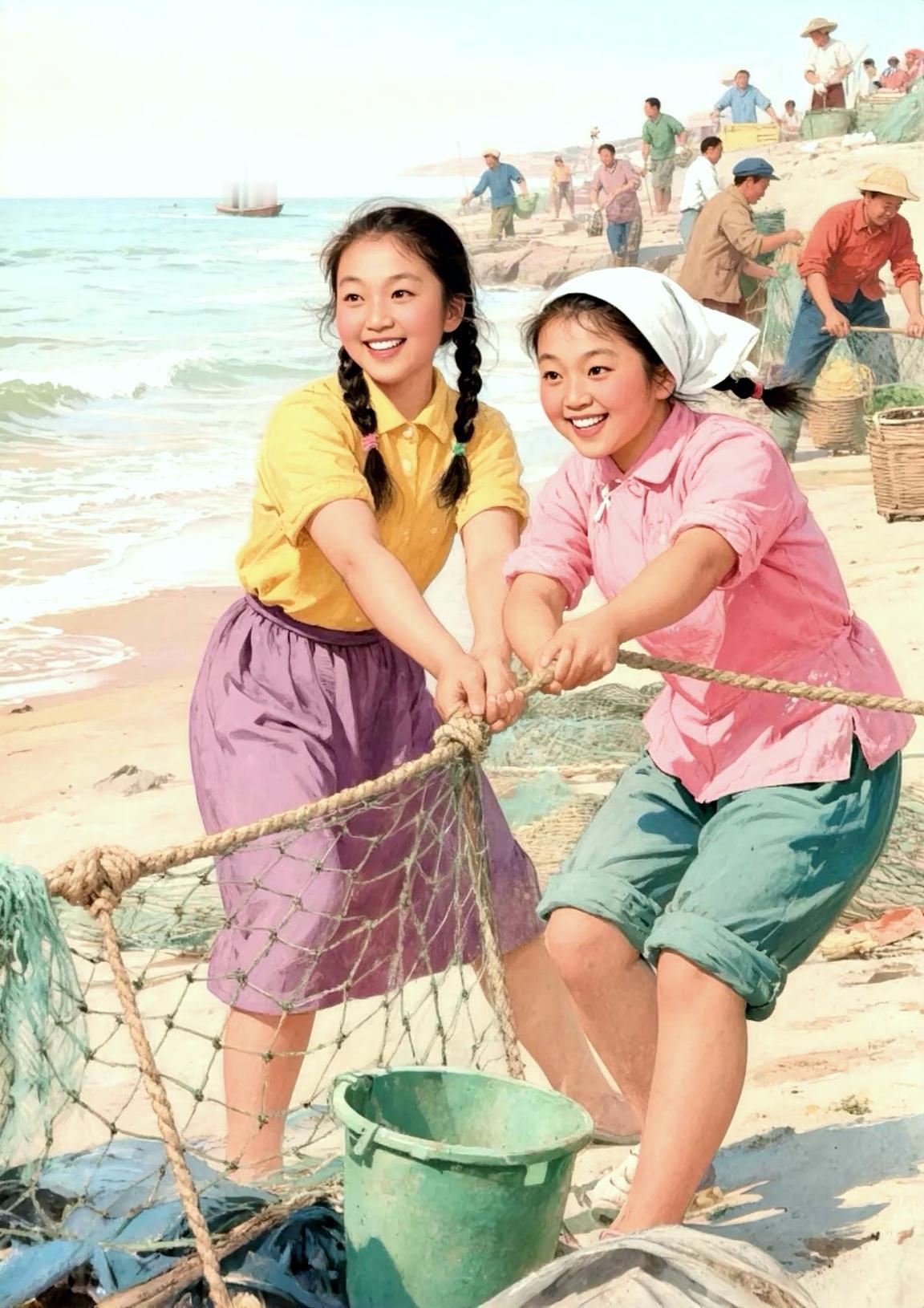 人民时代的美术作品，每一个画面都跃动着劳动人民对生活的热忱与对土地的深情。丹青晕