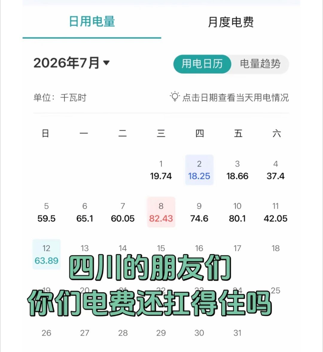 四川成都的朋友们，你们家的电费还好吗？每天要多少电费？全国用电负荷达15.51亿