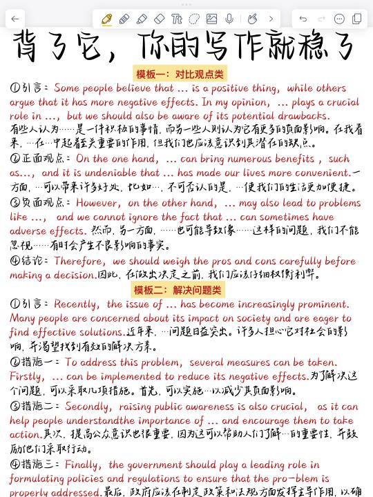 英语写作万能模板‼️背了它，你的写作就稳了！