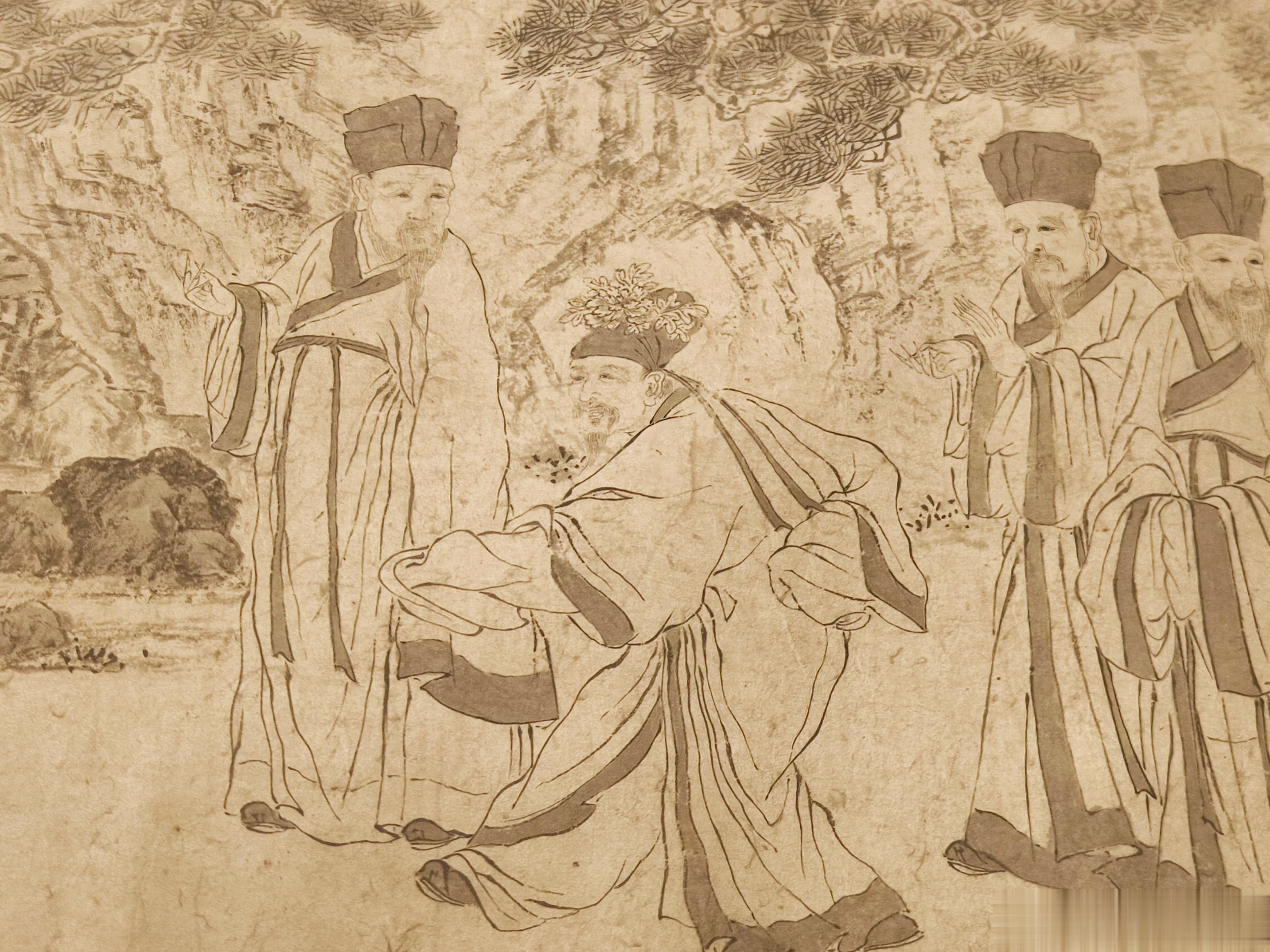 #小猿的早安#不到园林，怎知悠游之乐~[抱一抱]图|香山九老图（局部）（清代 罗