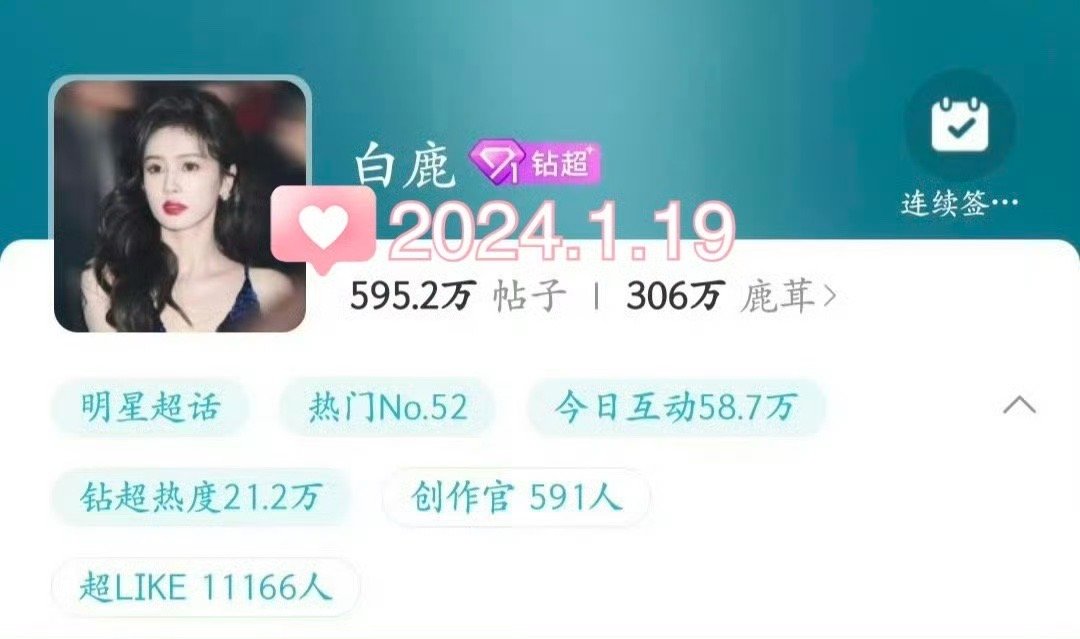 2025.8.24 让我们一起恭喜白鹿超话1️⃣亿帖子已达成！！！特别棒的大家?