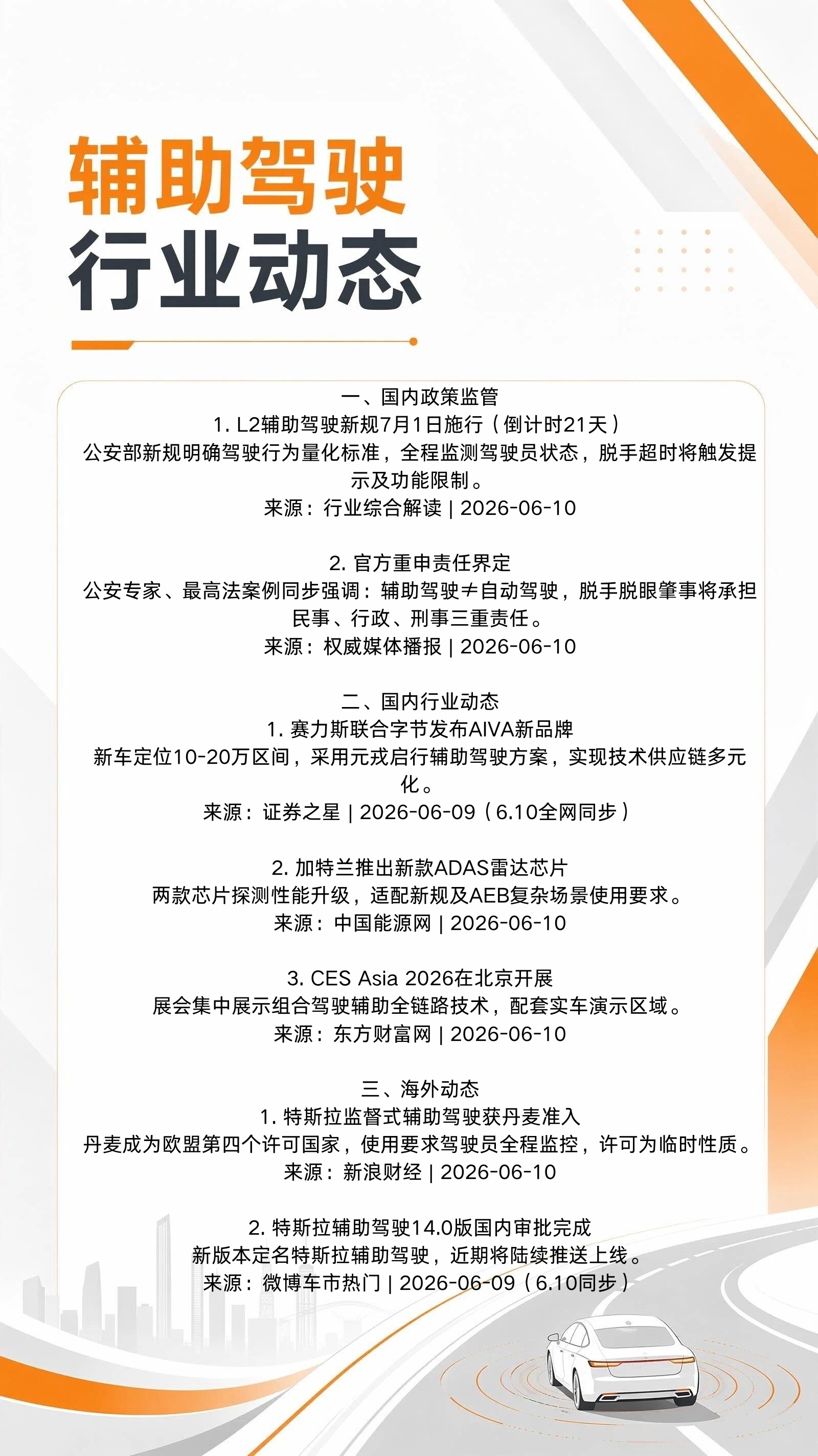 6.10辅助驾驶行业动态👇辅助驾驶