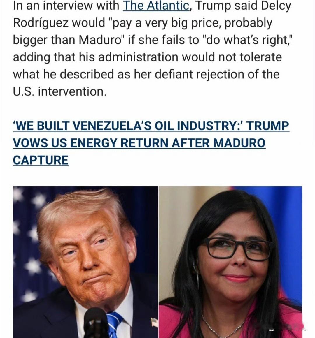 美国总统周日发表评论：委内瑞拉代理总统，如果不能做正确的事，会付出非常大的代价，