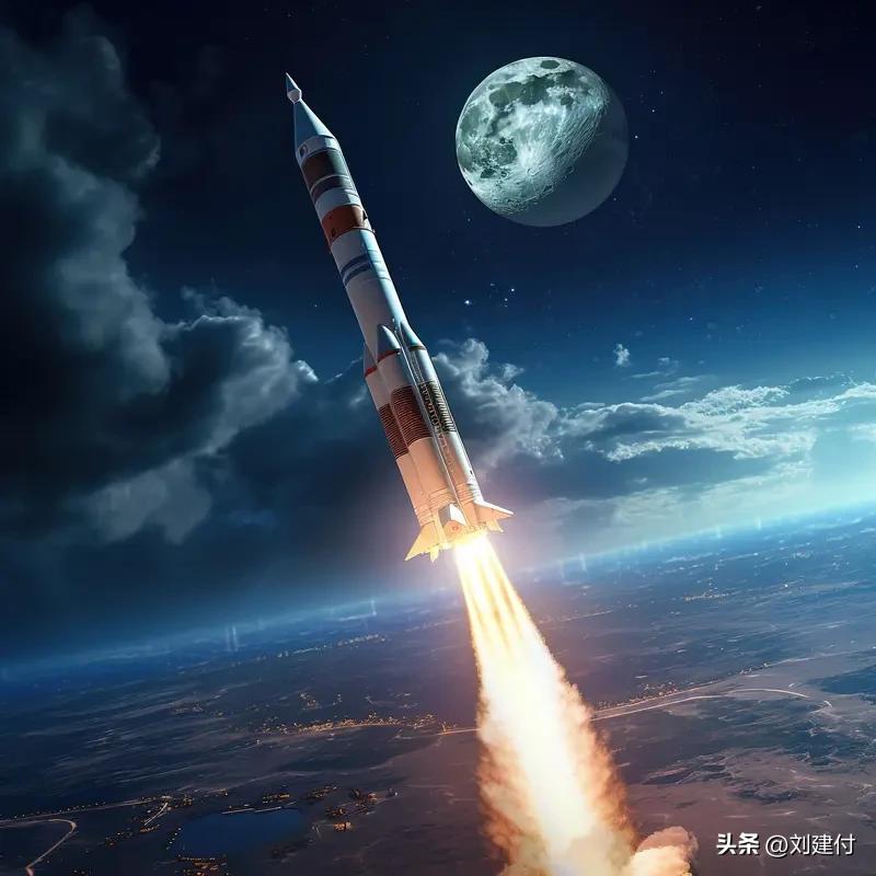 美国执行载人绕月任务火箭发射升空 美国执行载人绕月任务的火箭发射升空，这是太空探
