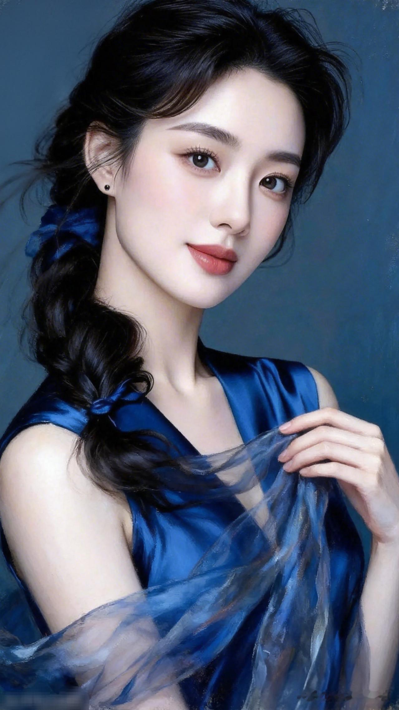 优雅蓝调，梦幻少女，柔美如画。