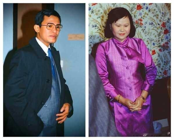 少来夫妻老来伴，洪森和妻子年轻时很少穿情侣装，老了反而情侣装穿多了。