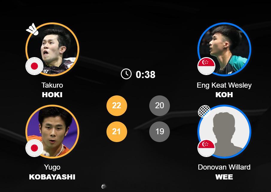 3号场地 男团 C组 日本 1-1 新加坡 男单 西本拳太 17-21 17-2