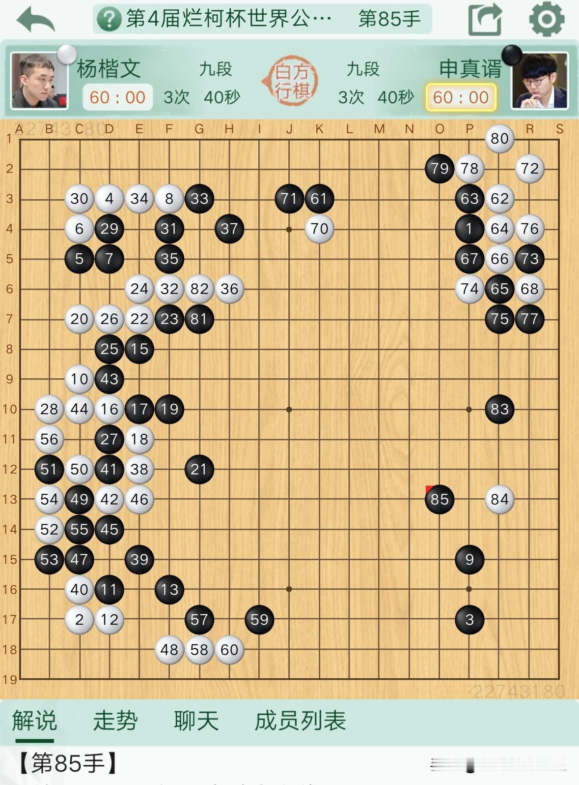 14:00，烂柯杯世界围棋公开赛比赛速报。
第四届烂柯杯世界围棋公开赛第三轮比赛