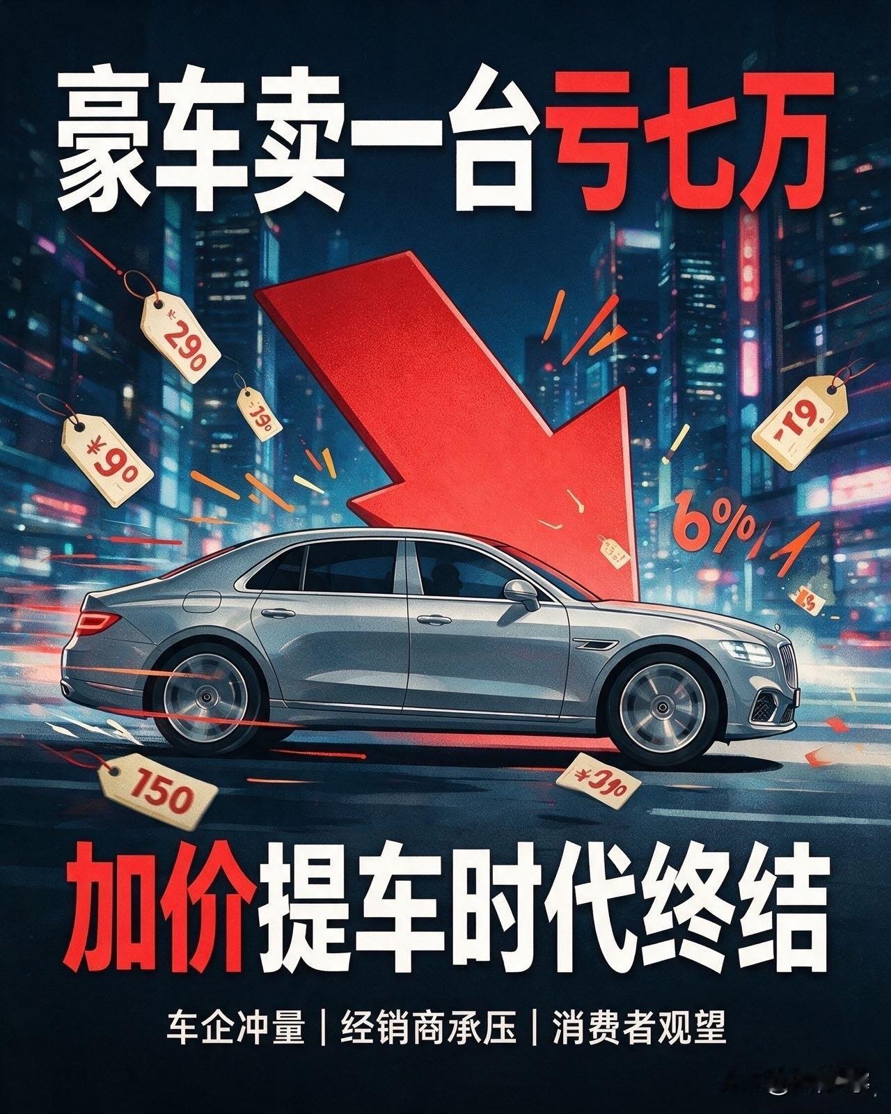 彻底变天！豪车卖一台亏7万，加价提车时代正式终结

2026年车市内卷彻底超出想